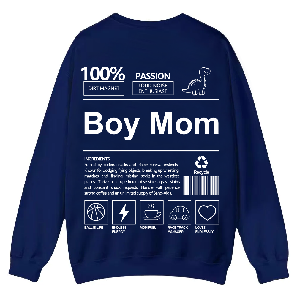 Boy Mom Casual Crewneck Sweatshirt wearishow