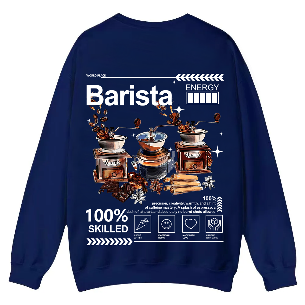 Barista Casual Crewneck Sweatshirt wearishow