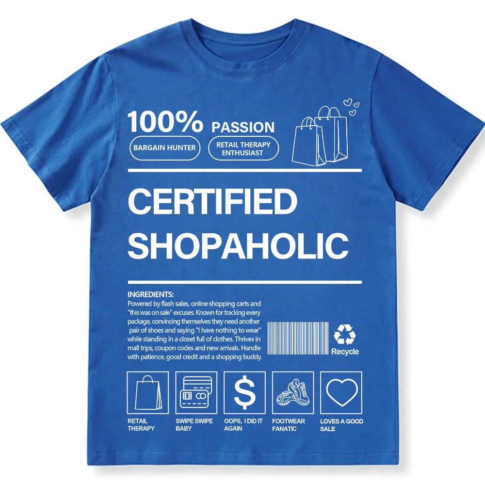 Certified Shopaholic Unisex Fit Cotton T-Shirt wearishow