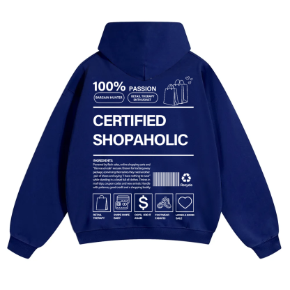 Certified Shopaholic Unisex Solid Color Hoodie wearishow