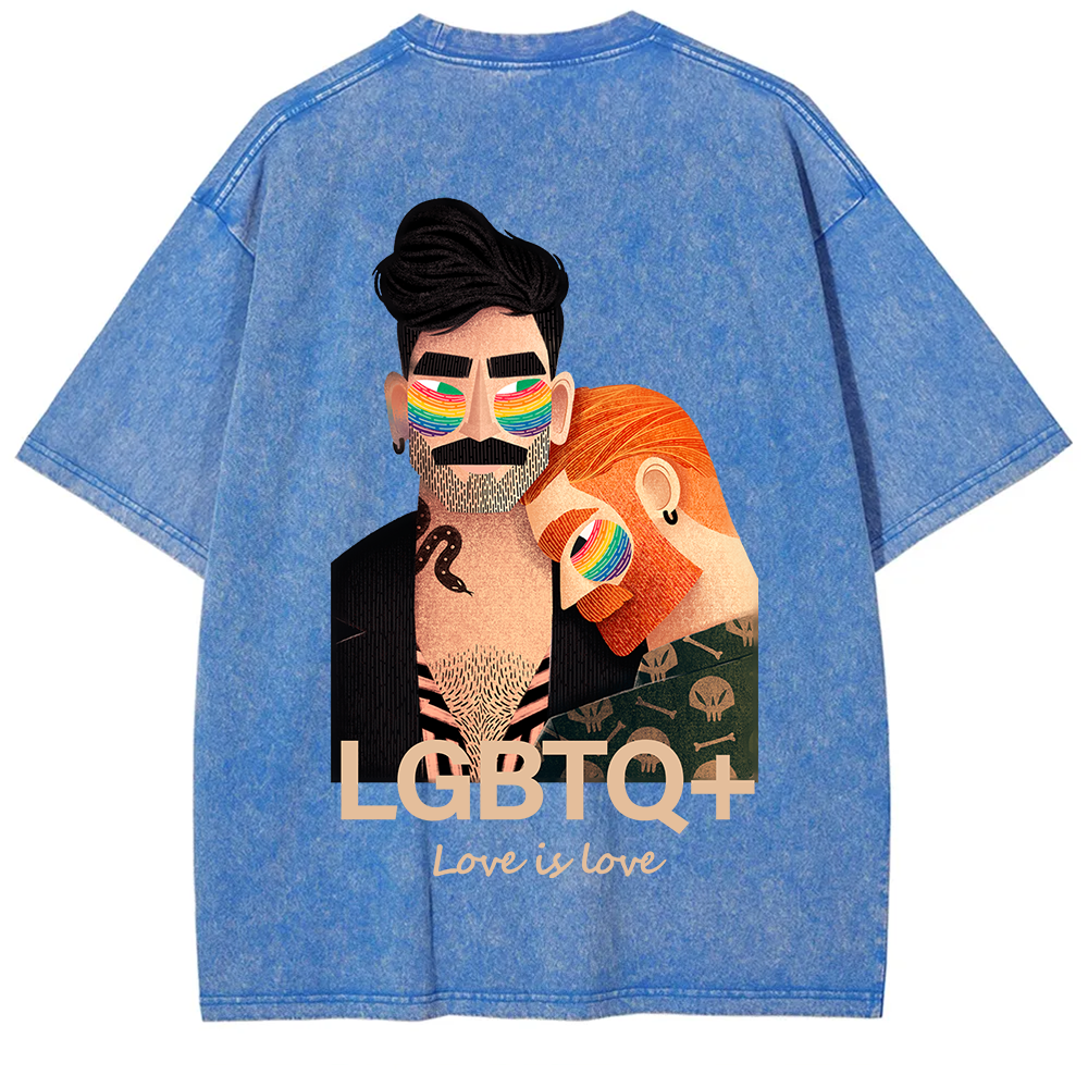 Lgbtq+ Love Is Love Unisex Fit Washed T-Shirt