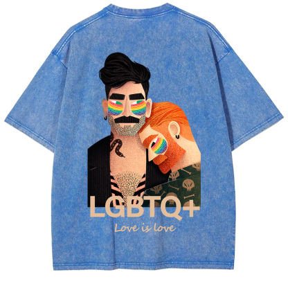 Lgbtq+ Love Is Love Unisex Fit Washed T-Shirt