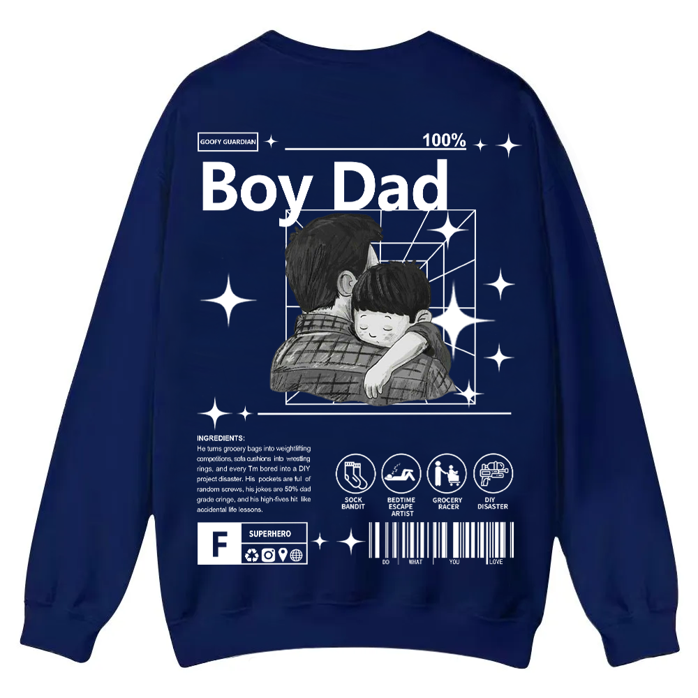 Boy Dad Casual Crewneck Sweatshirt wearishow