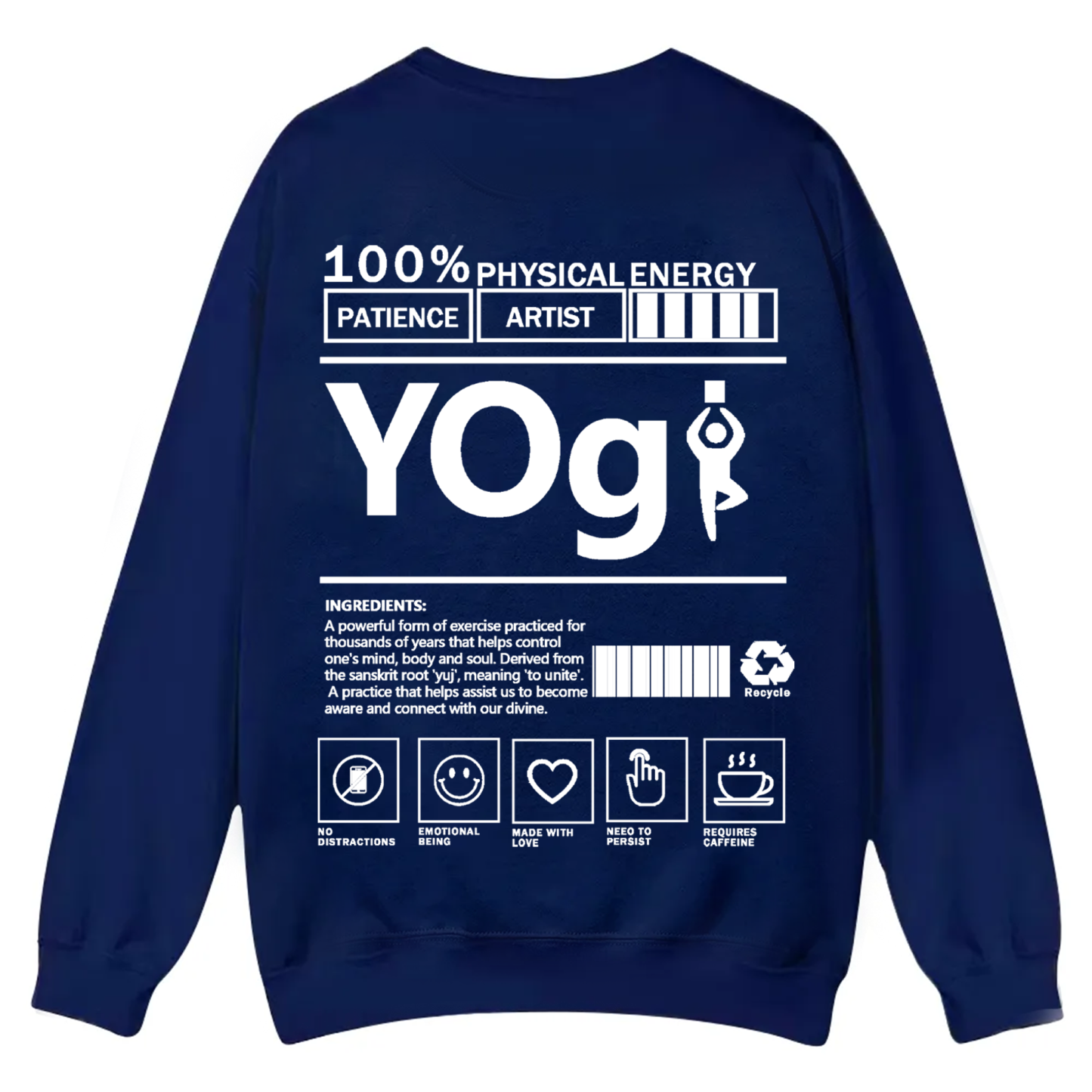 Yogi Solid Color Unisex Casual Crewneck Sweatshirt