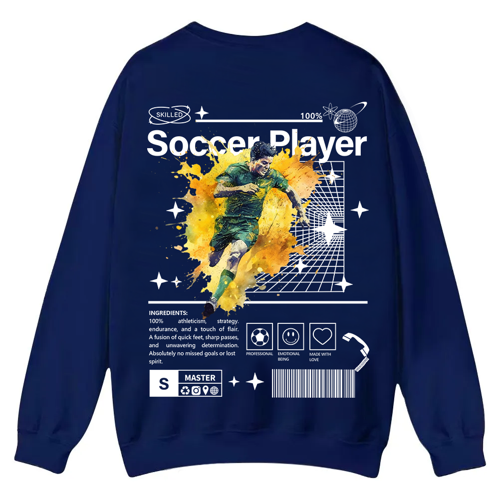 Soccer Player Casual Crewneck Sweatshirt wearishow