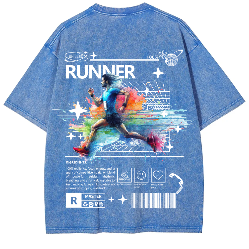 Runner Unisex Fit Washed T-Shirt