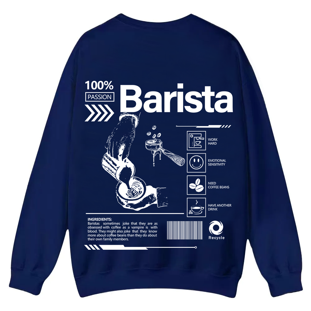 Barista Casual Crewneck Sweatshirt wearishow