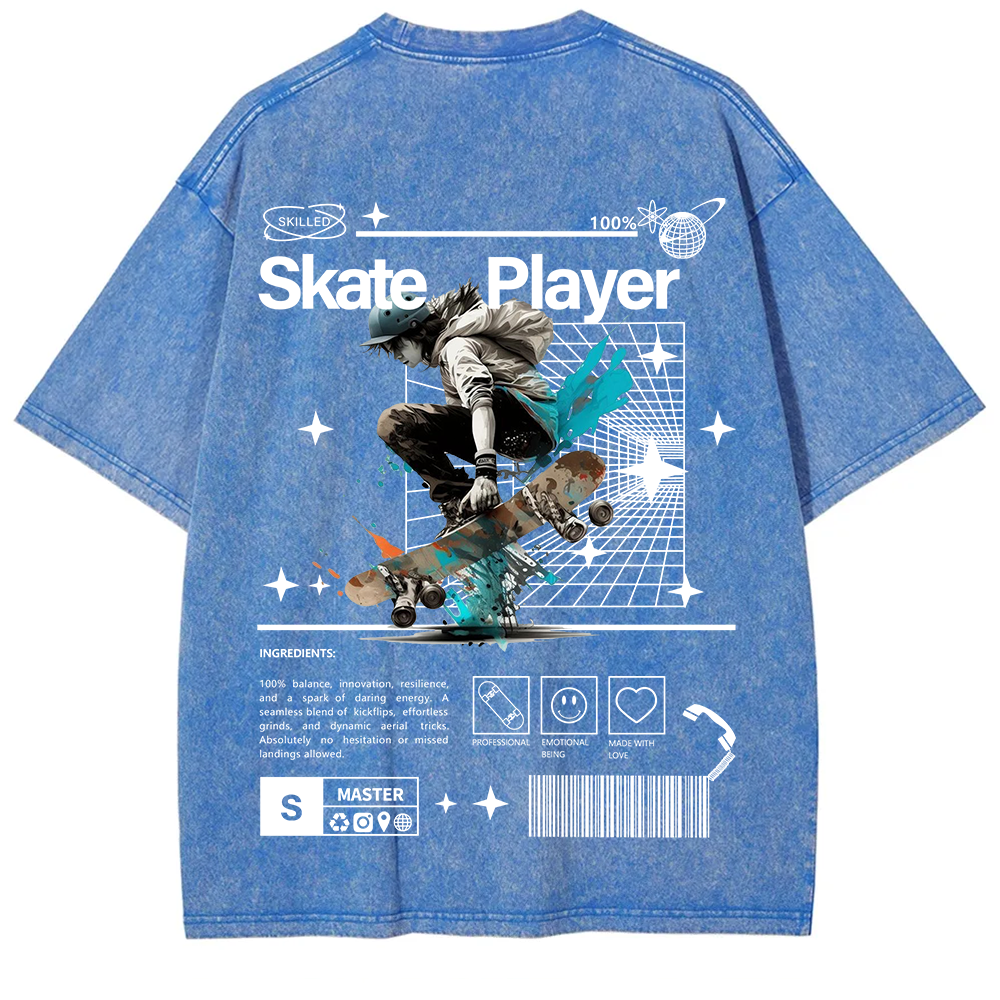 Skate Player  Unisex Fit Washed T-Shirt