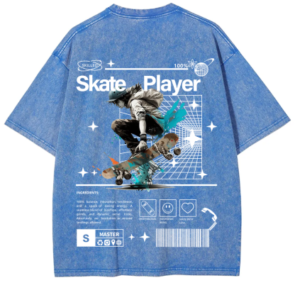 Skate Player  Unisex Fit Washed T-Shirt