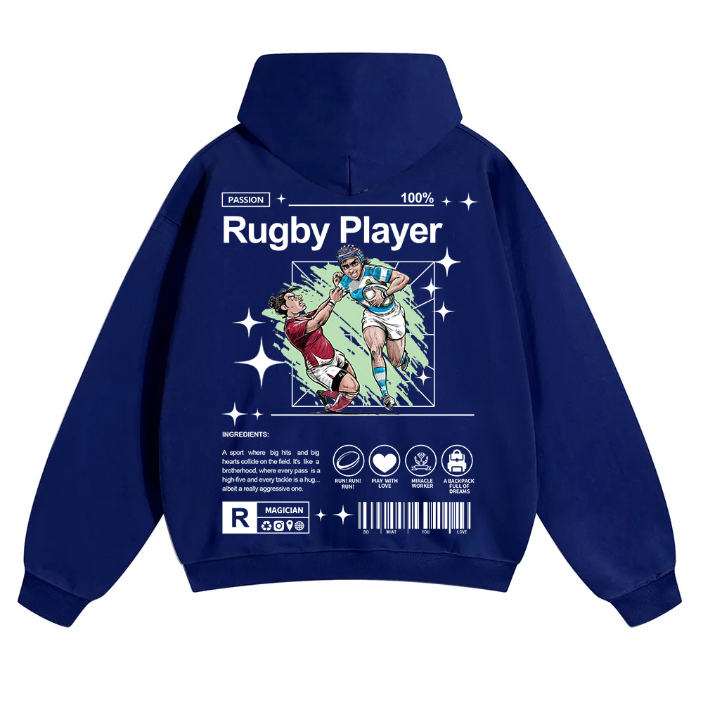 Rugby Player Unisex Solid Color Hoodie wearishow