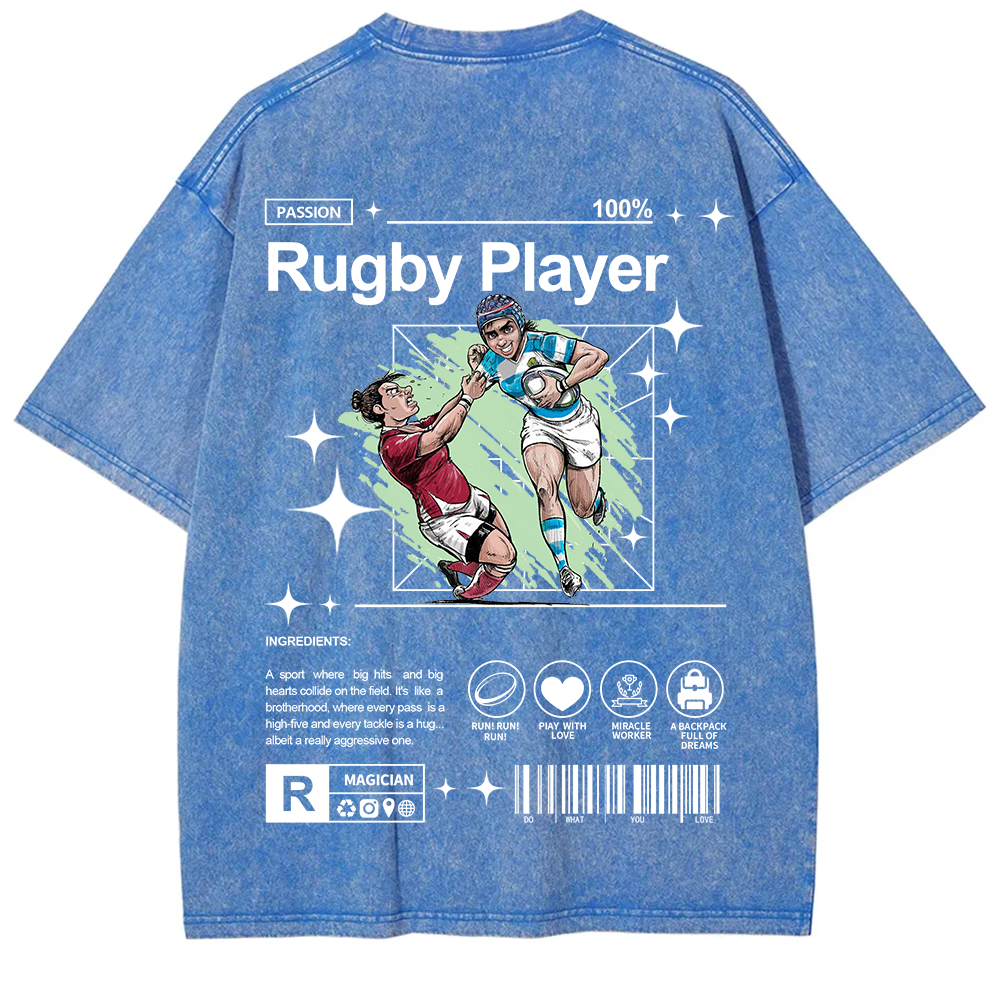 Rugby Player Unisex Fit Washed T-Shirt