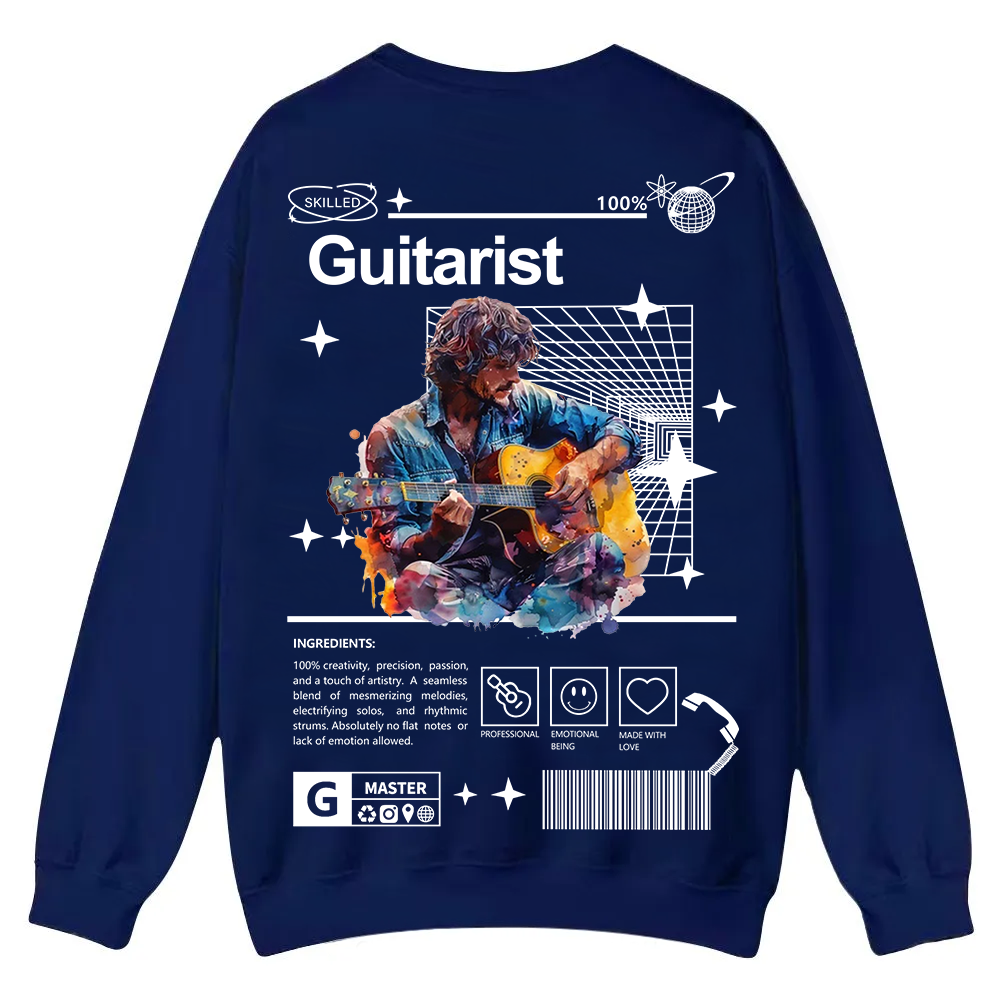 Guitarist Casual Crewneck Sweatshirt wearishow