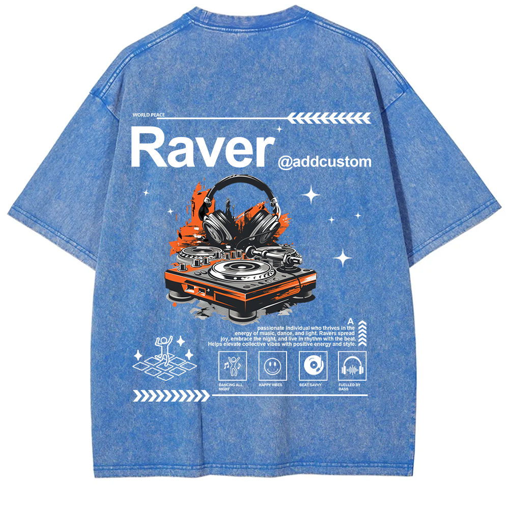 Addcustom Raver Unisex Fit Washed T-Shirt