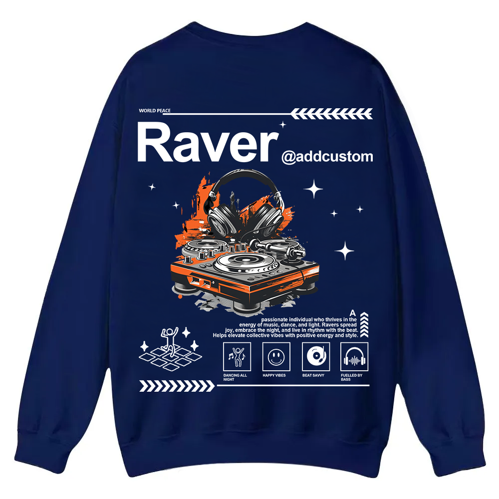 Addcustom Raver Casual Crewneck Sweatshirt wearishow