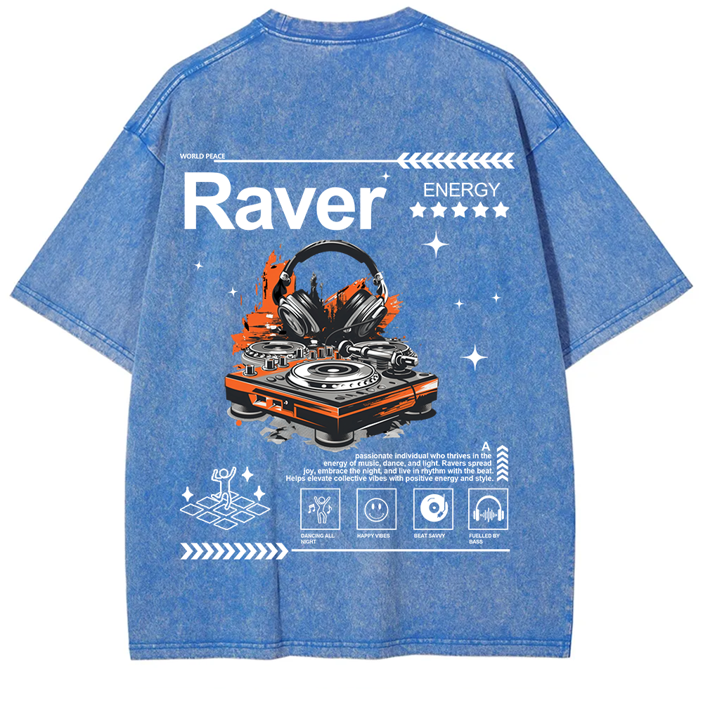 Raver Unisex Fit Washed T-Shirt