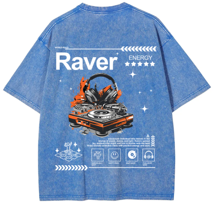 Raver Unisex Fit Washed T-Shirt