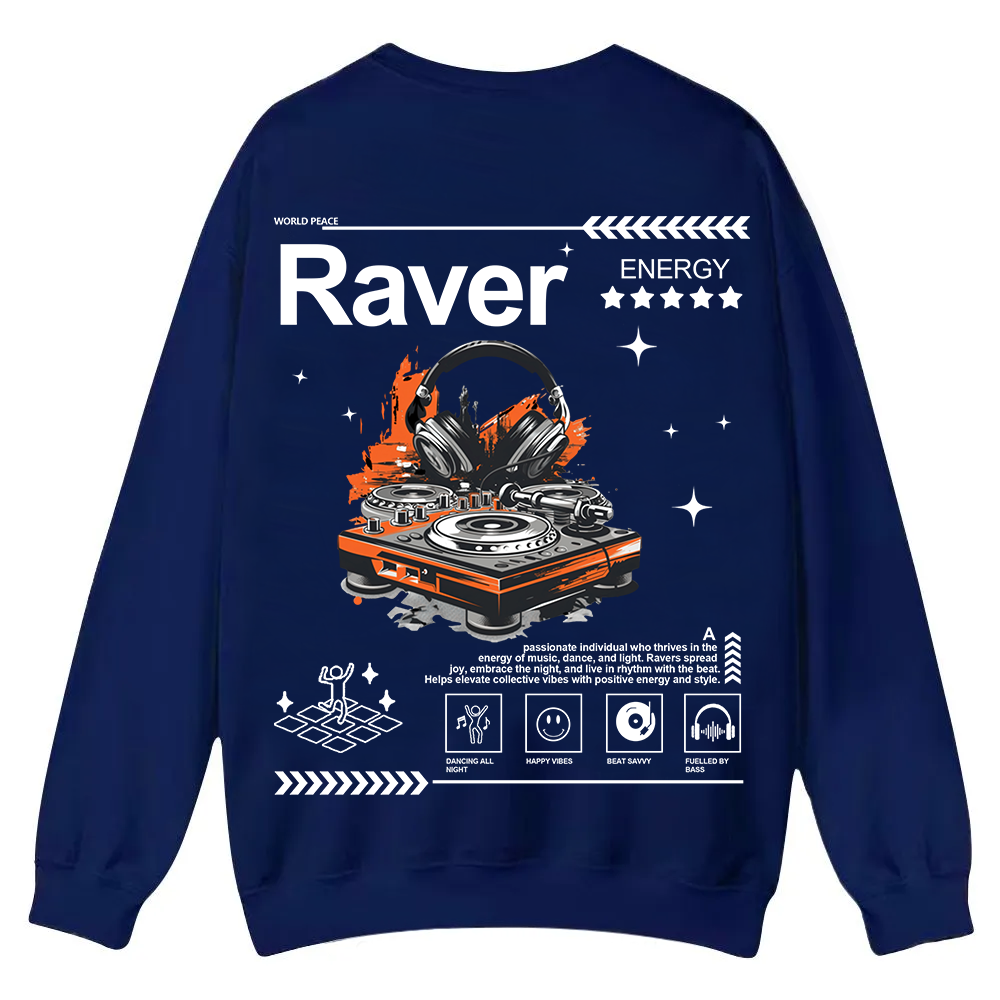 Raver Casual Crewneck Sweatshirt wearishow