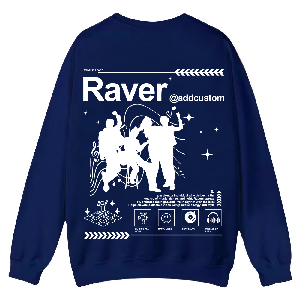 Addcustom Raver Casual Crewneck Sweatshirt wearishow
