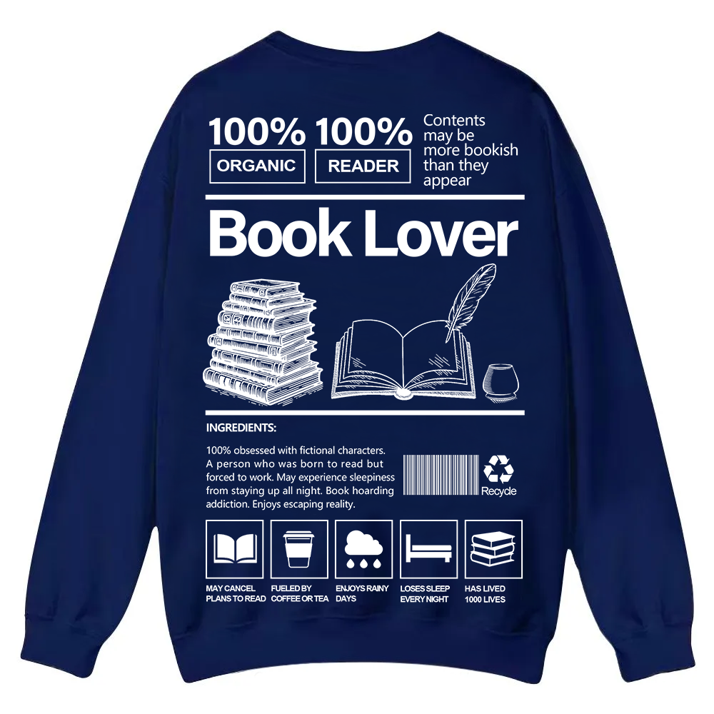 Book Lover Casual Crewneck Sweatshirt wearishow