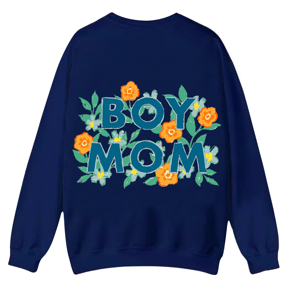 Boy Mom Casual Crewneck Sweatshirt wearishow