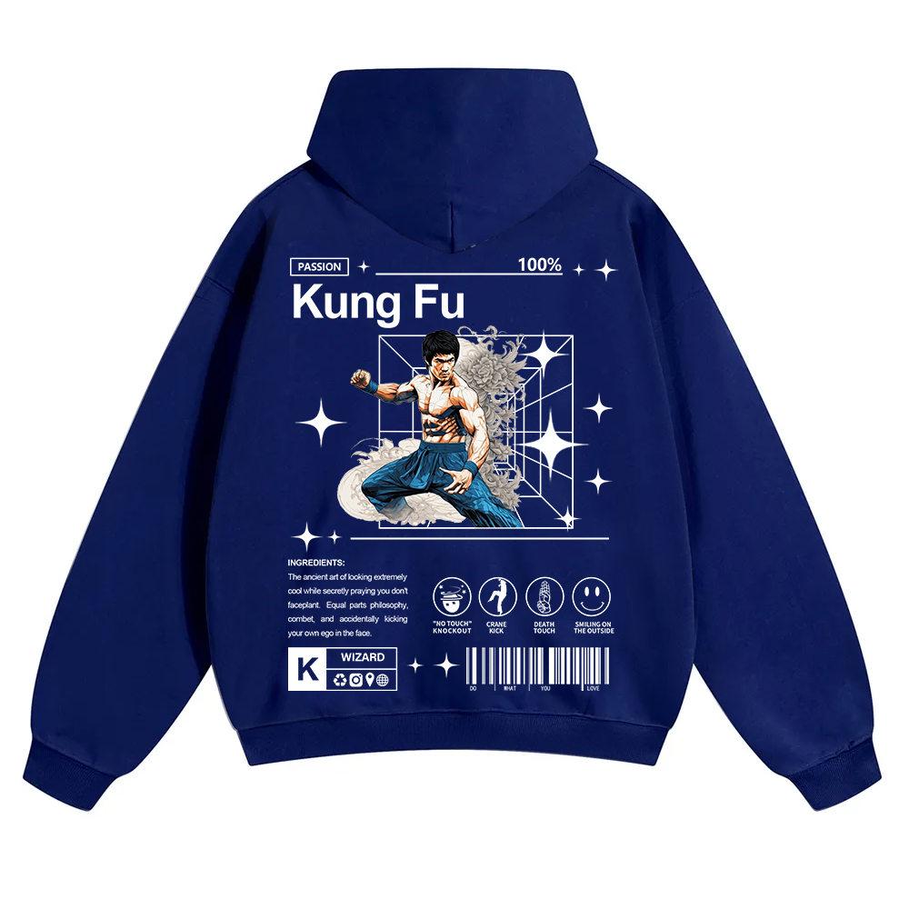 Kung Fu Unisex Solid Color Hoodie wearishow