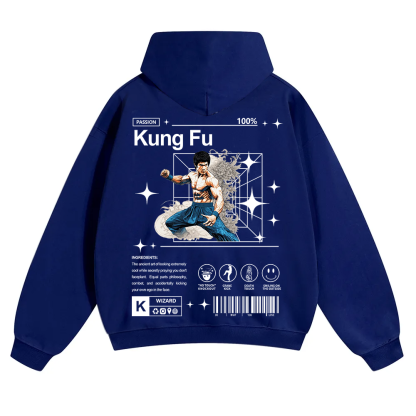 Kung Fu Unisex Solid Color Hoodie wearishow