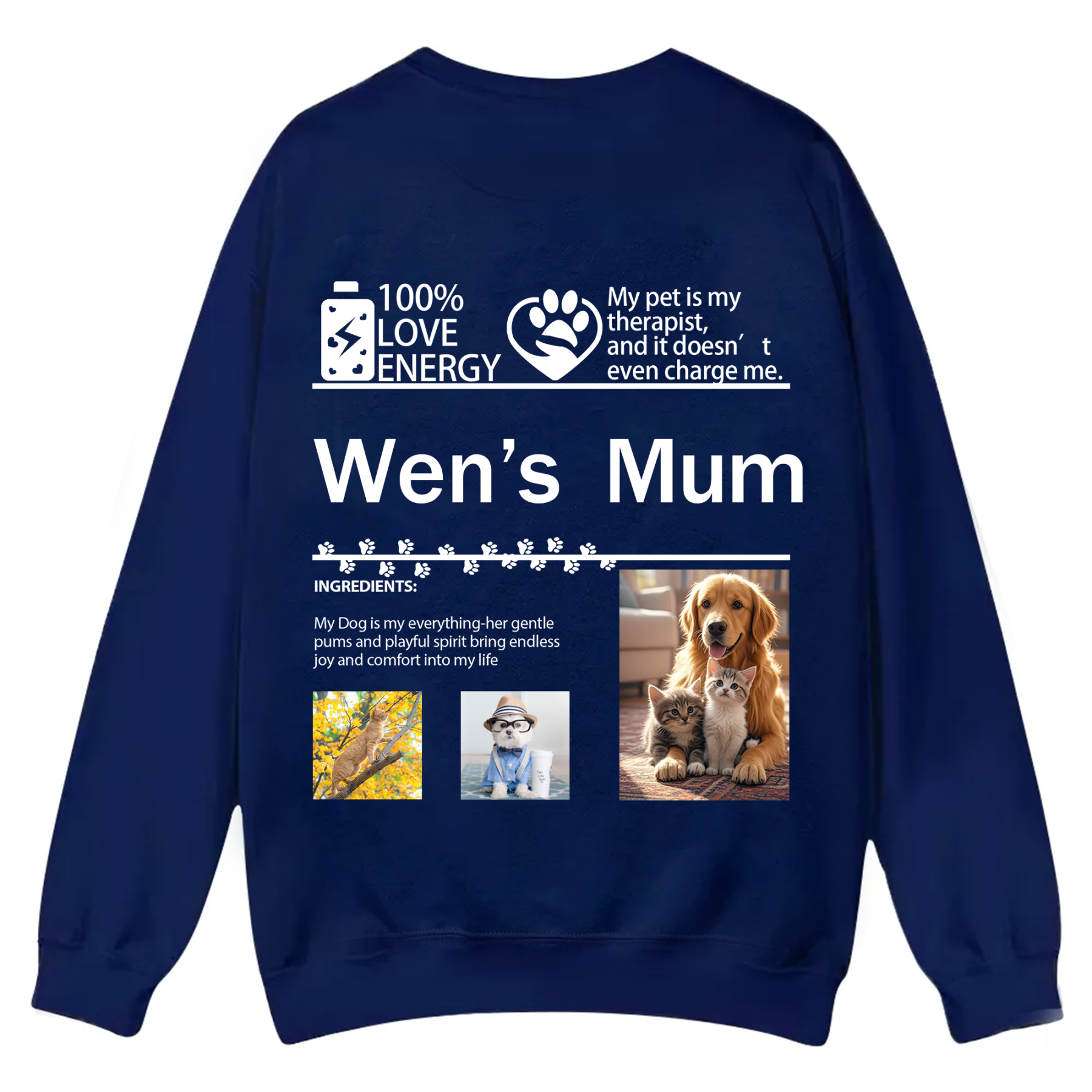 Pet Photo Creative Customized Unisex Casual Crewneck Sweatshirt
