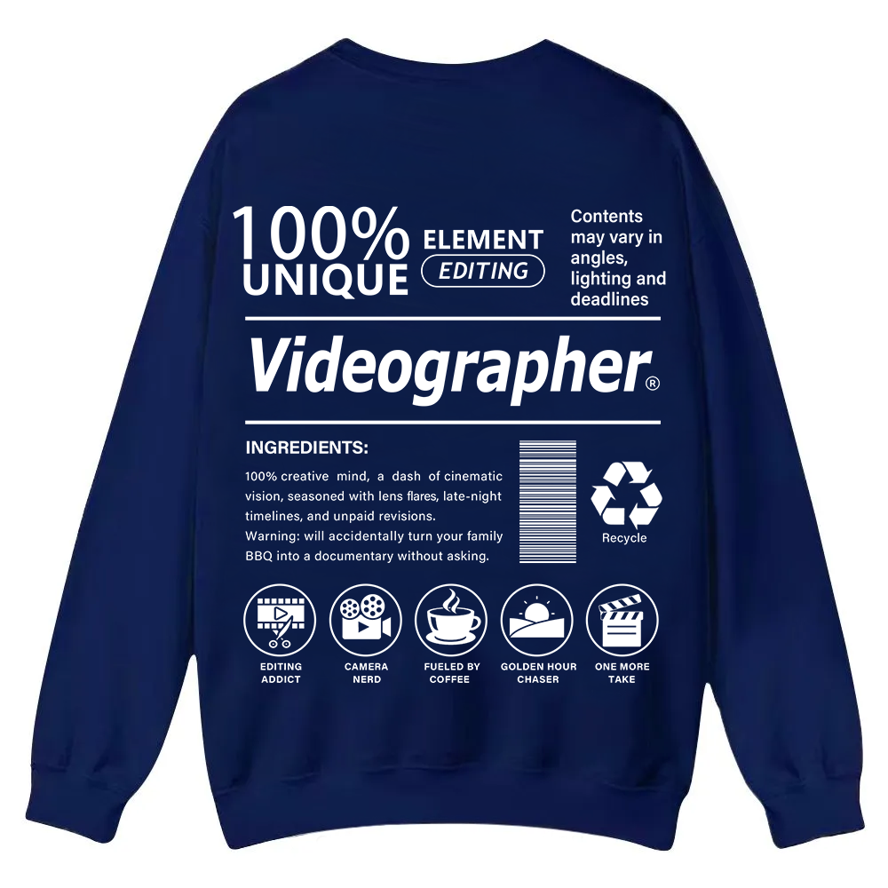 Videographer Casual Crewneck Sweatshirt wearishow wearishow