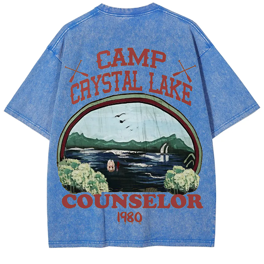 Unisex Camp Crystal Lake Print Crew Neck Casual T-Shirt