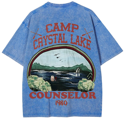 Unisex Camp Crystal Lake Print Crew Neck Casual T-Shirt