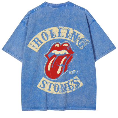 Unisex Vintage Washed Rolling Stones Rock Band T-Shirt