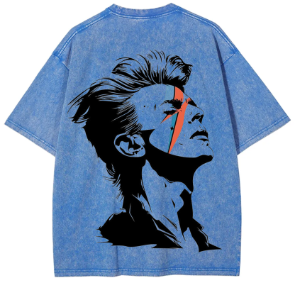 Unisex Vintage Washed David Bowie Aladdin Sane Singer T-Shirt