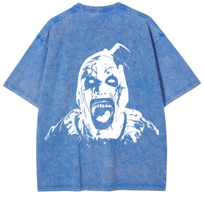  Unisex Vintage Washed Terrifier 3 Art The Santa Clown T-shirt