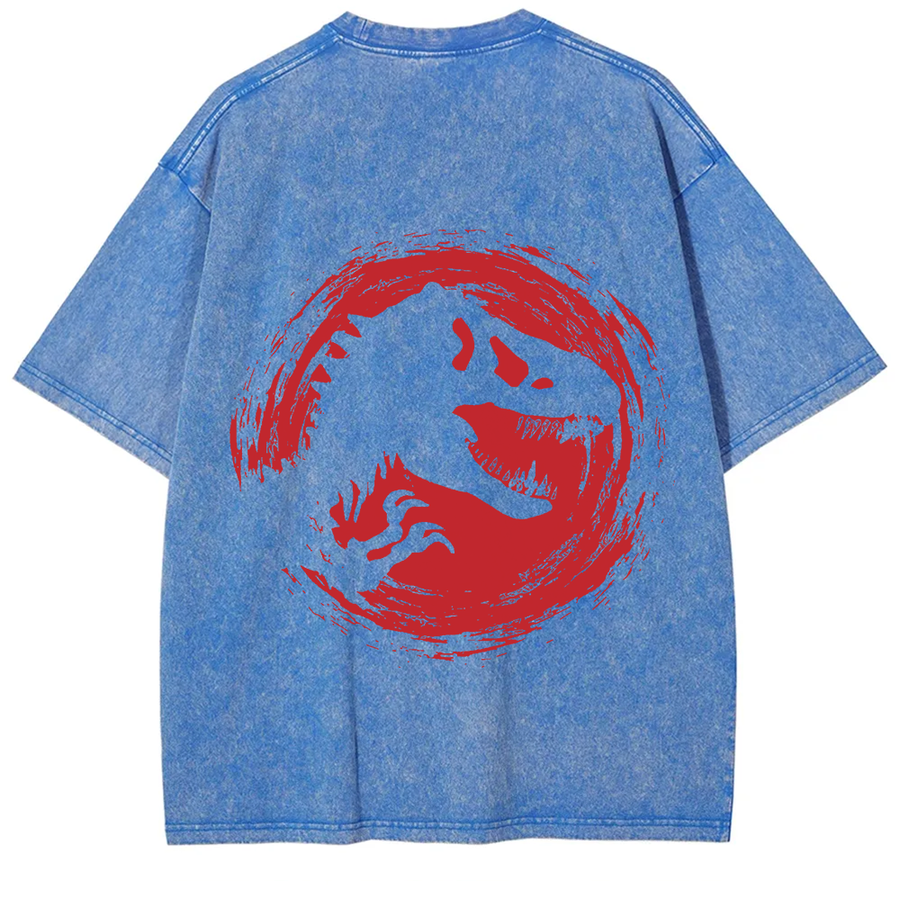 Unisex Vintage Washed Jurassic World Red Logo T-shirt