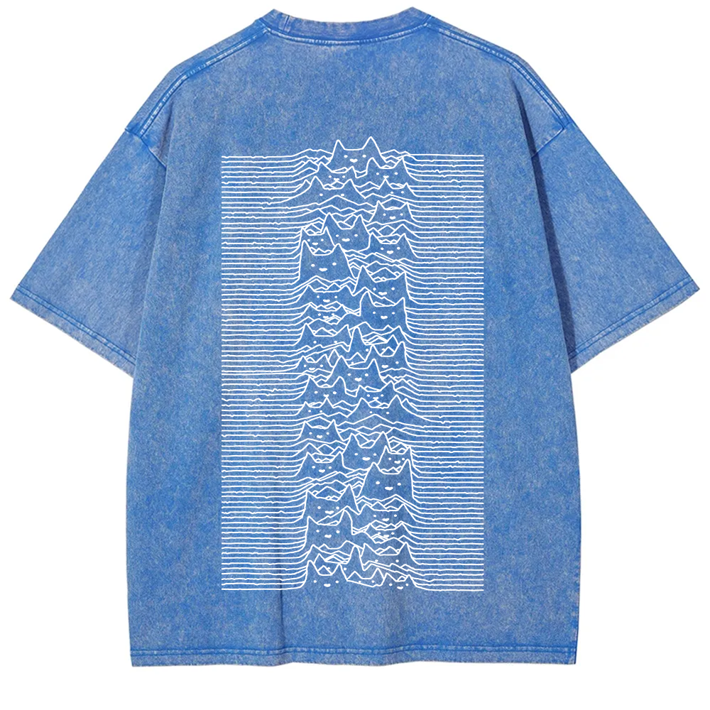 Unisex Vintage Washed Joy division Cat T-shirt