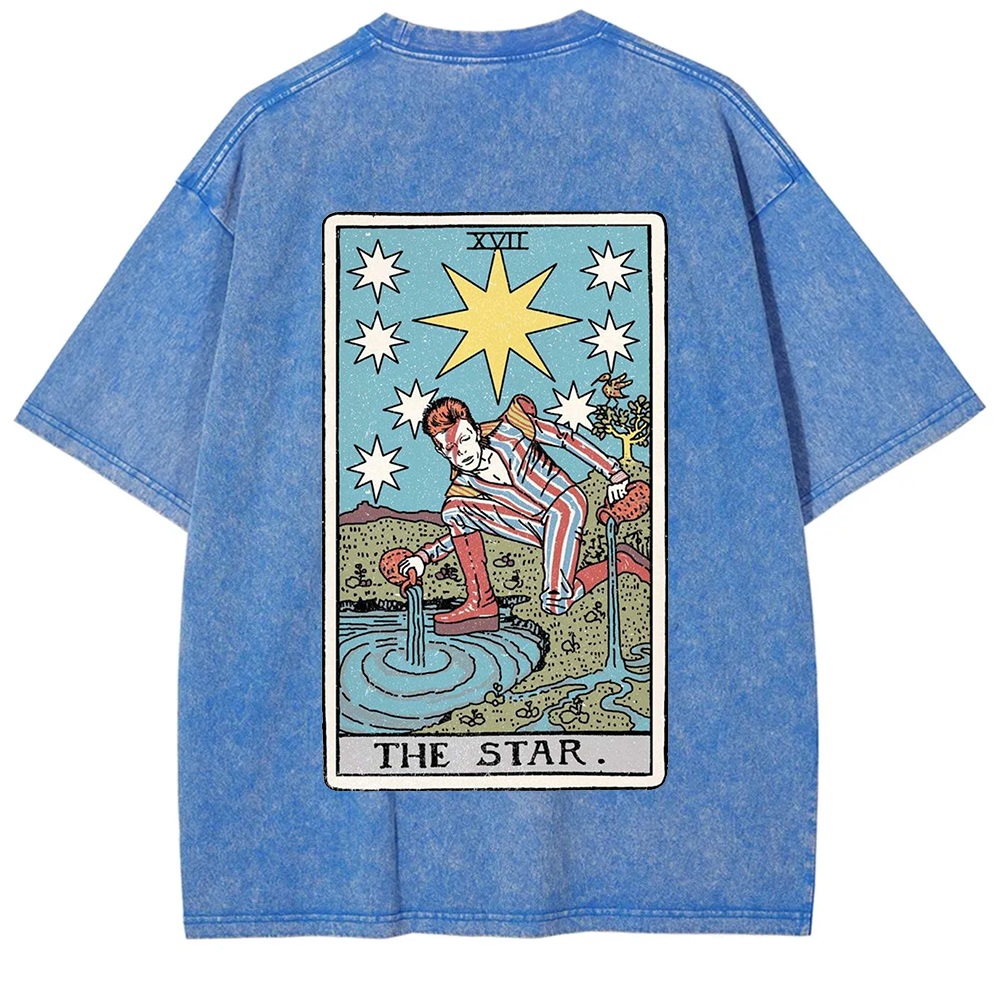 Unisex Vintage Washed The Star David Bowie Tarot Card T-shirt