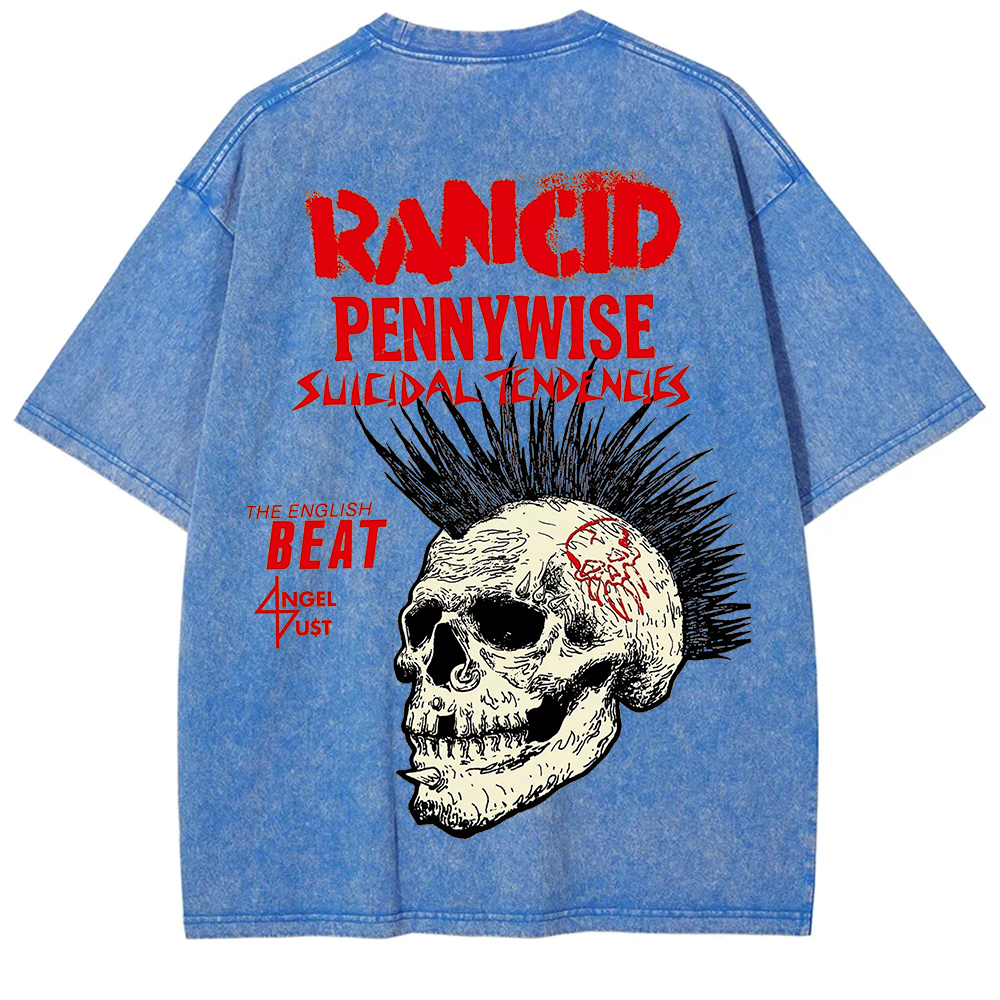 Rancid Skull Print Casua T-Shirt