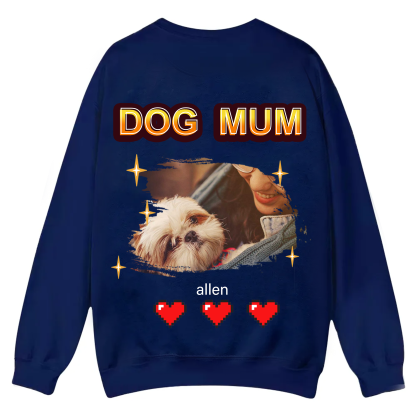Dog Mom Pixel Photo - Personalized Custom Unisex Casual Crewneck Sweatshirt