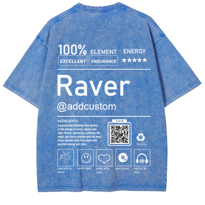 Addcustom QR Code Raver Unisex Fit Washed T-Shirt wearishow