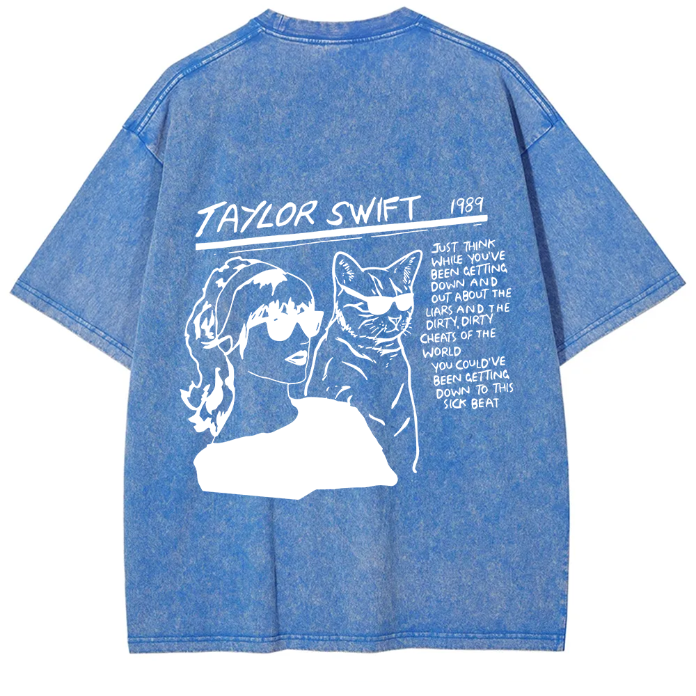 Unisex Casual Taylor Swift Singer Cat Printed T-Shirt