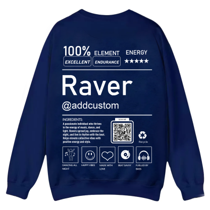 Addcustom QR Code Raver Casual Crewneck Sweatshirt wearishow