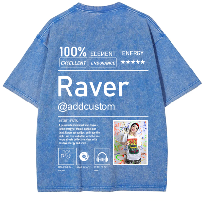 Addcustom  Photo Raver Unisex Fit Washed T-Shirt wearishow