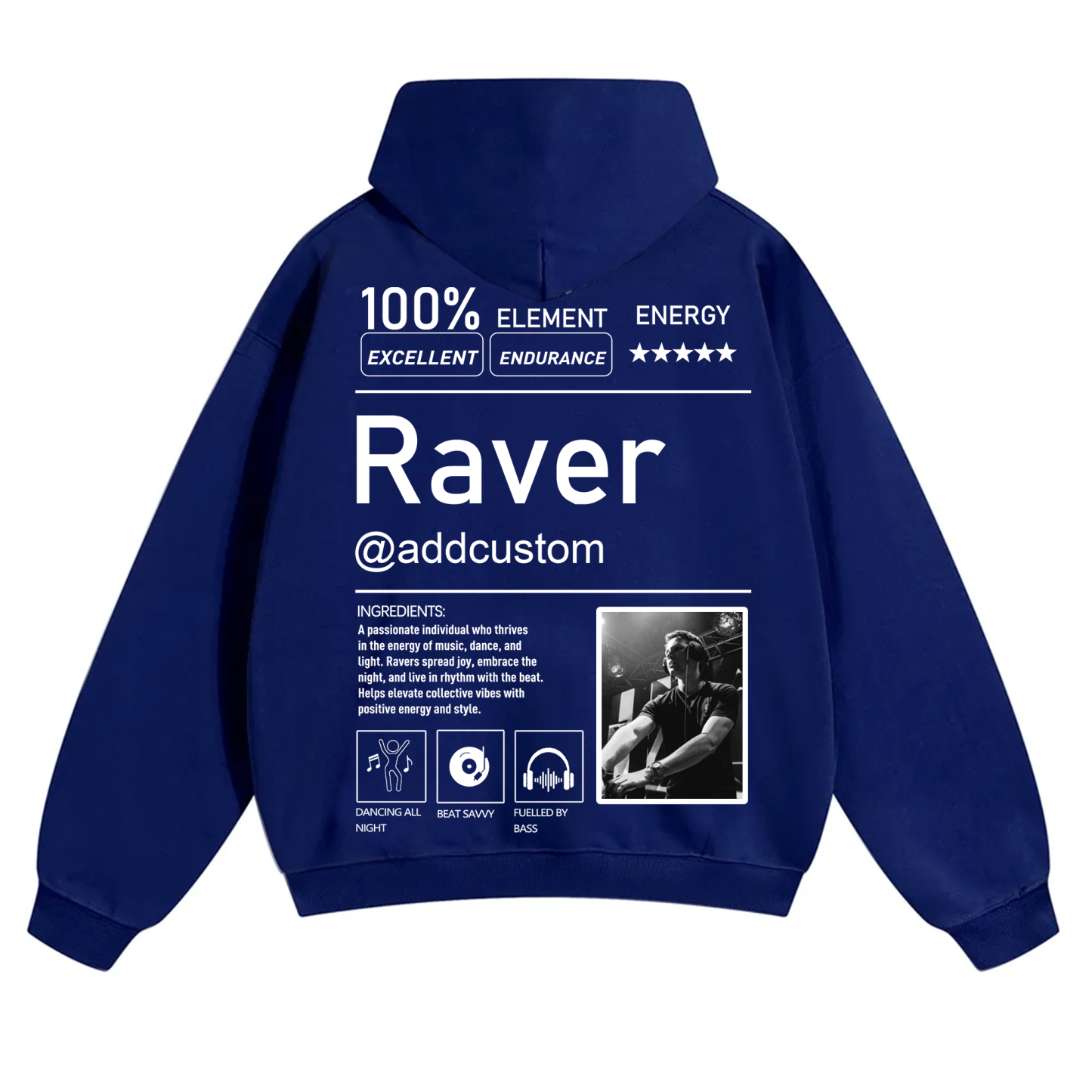 Addcustom Photo Raver Solid Color Hoodie wearishow