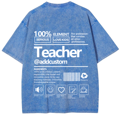 Teacher Addcustom Unisex Fit Washed T-Shirt wearishow