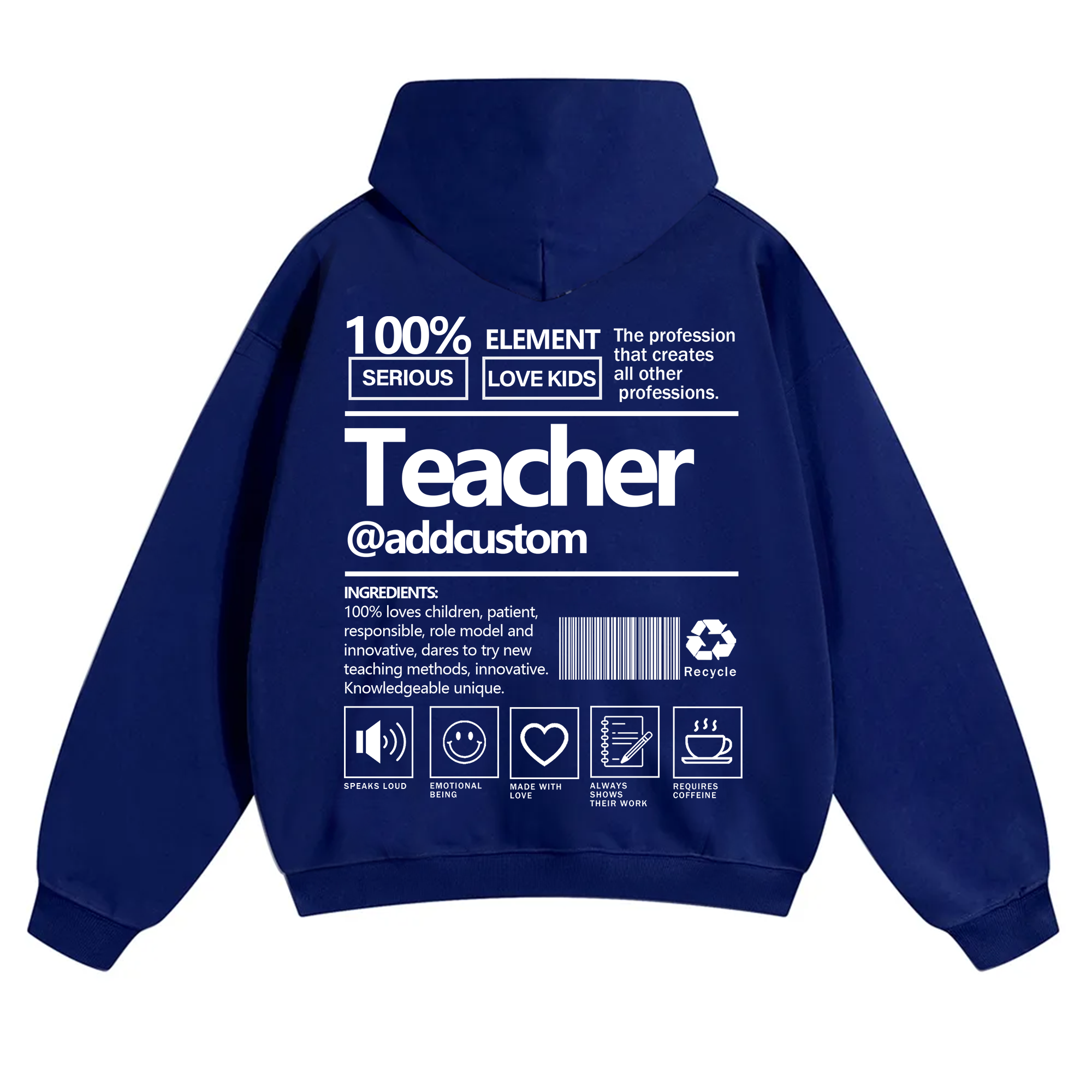 Teacher Addcustom Solid Color Hoodie wearishow