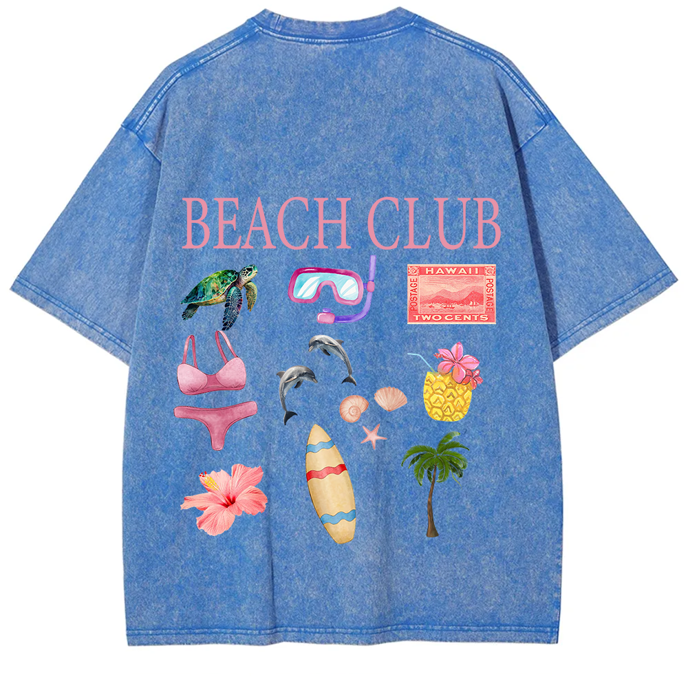 Beach Club Unisex Fit Washed T-Shirt