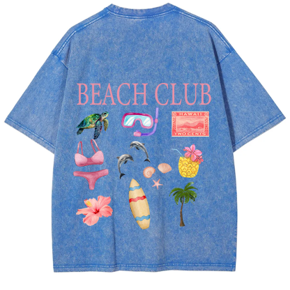 Beach Club Unisex Fit Washed T-Shirt