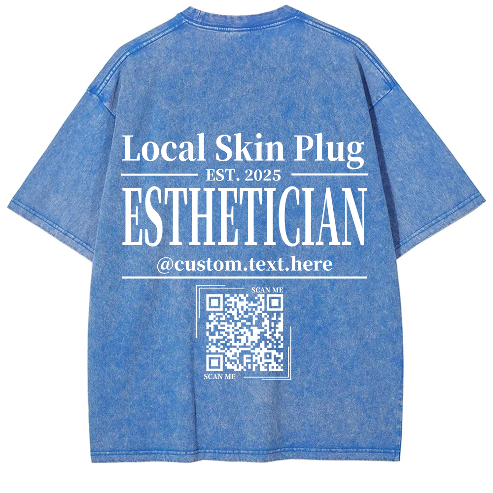 Esthetician Addcustom QR Code Name Unisex Fit Washed T-Shirt