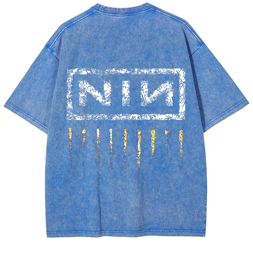 Unisex Vintage Washed Nine Inch Nails Band t-Shirt