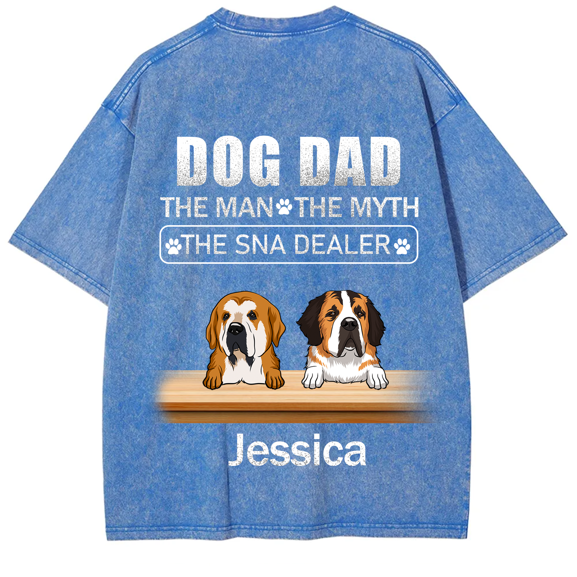 Dog Dad The Man The Myth The Snack Dealer - Personalized Custom Unisex  Washed T-shirt